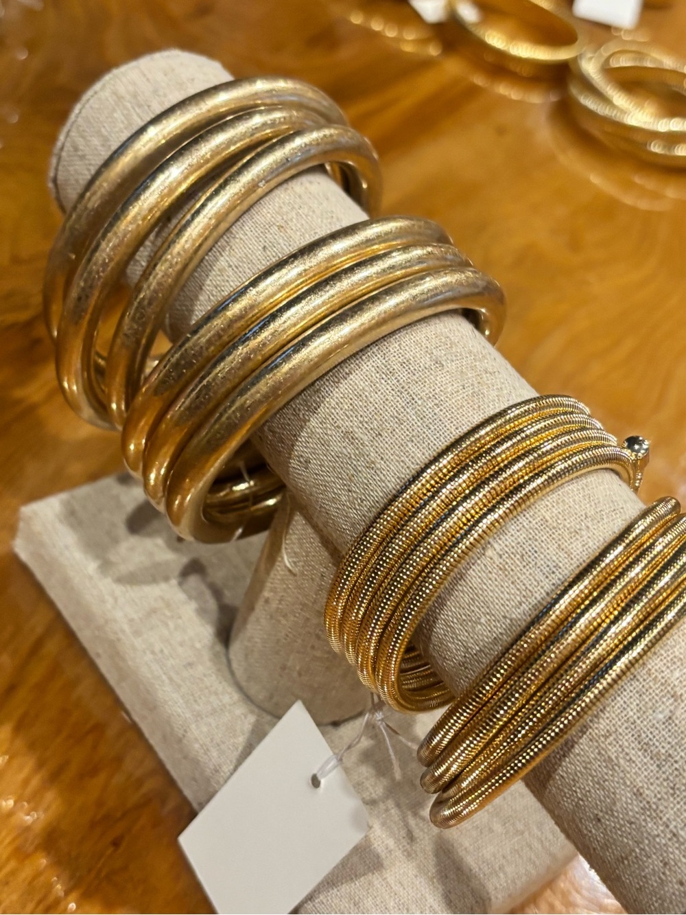 Gold Tone Bangle Bracelet Set & Spiral Bracelet Set •  lot of 4